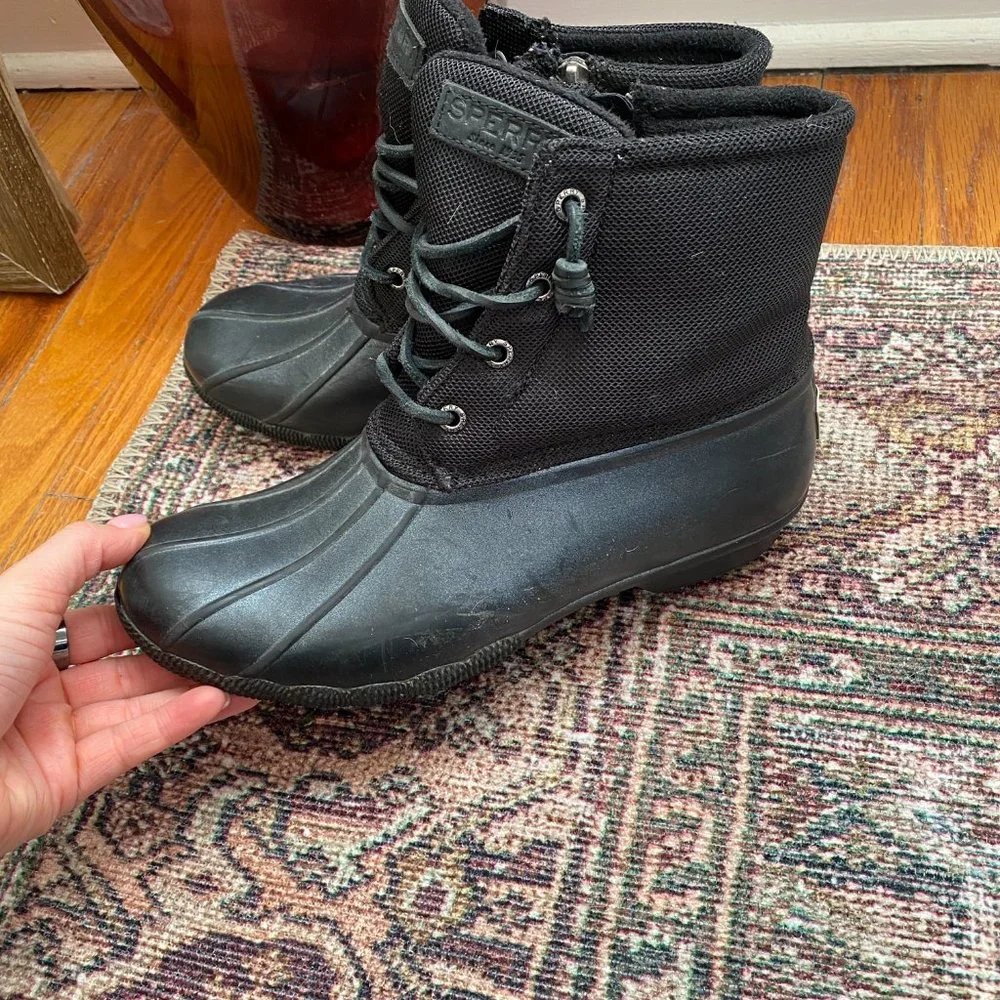 Sperry Women's Waterproof Saltwater Duck Winter Boots Black Size 8.5